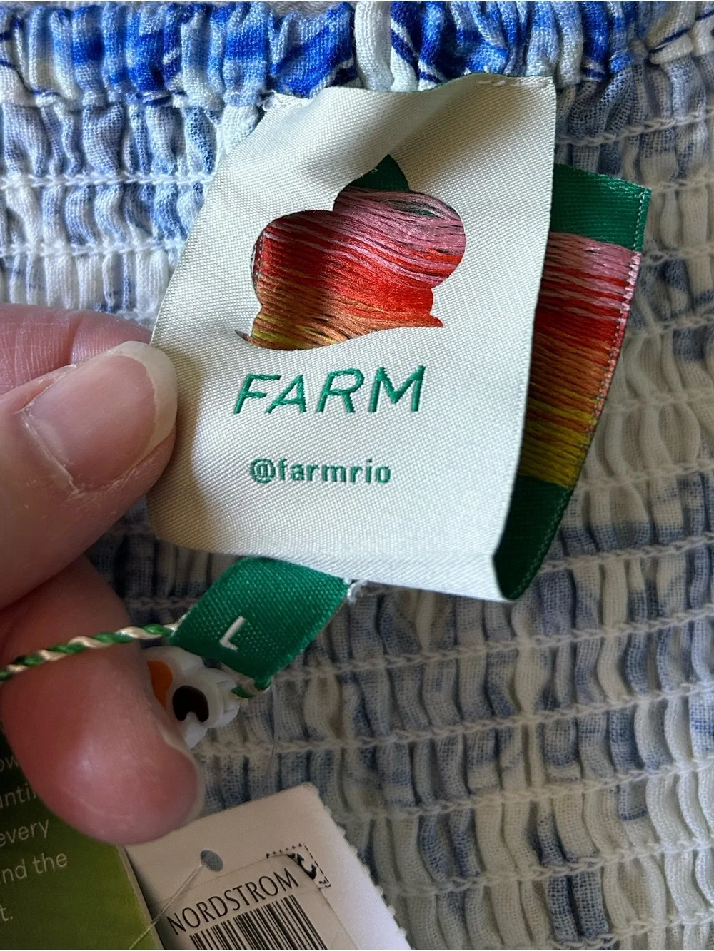 FARM Rio Garden Tiles Tie Belt Button Front Linen Blend Romper Size Large NWT - Picture 10 of 10